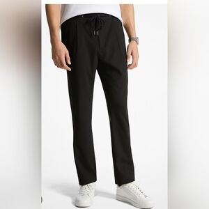 Michael Kors Tech Trop Comfort Trousers Black 34x30 Drawstring Waist Pleated